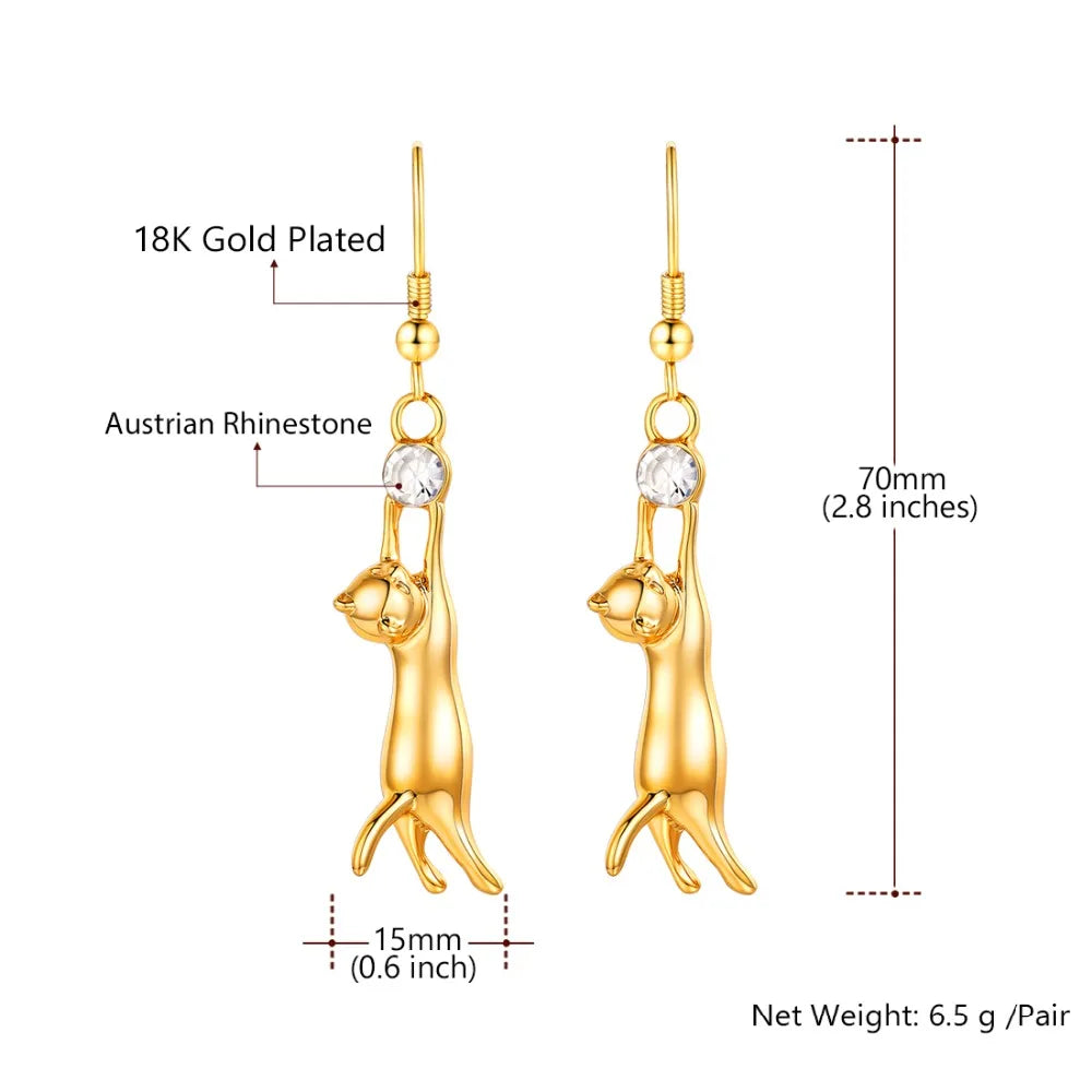 3D Cute Cat Dangle Earring
