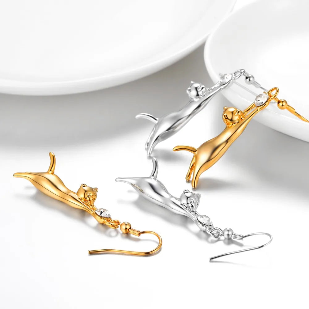 3D Cute Cat Dangle Earring
