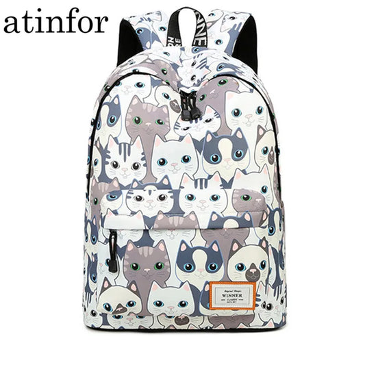 Waterproof Cat Printing Backpack