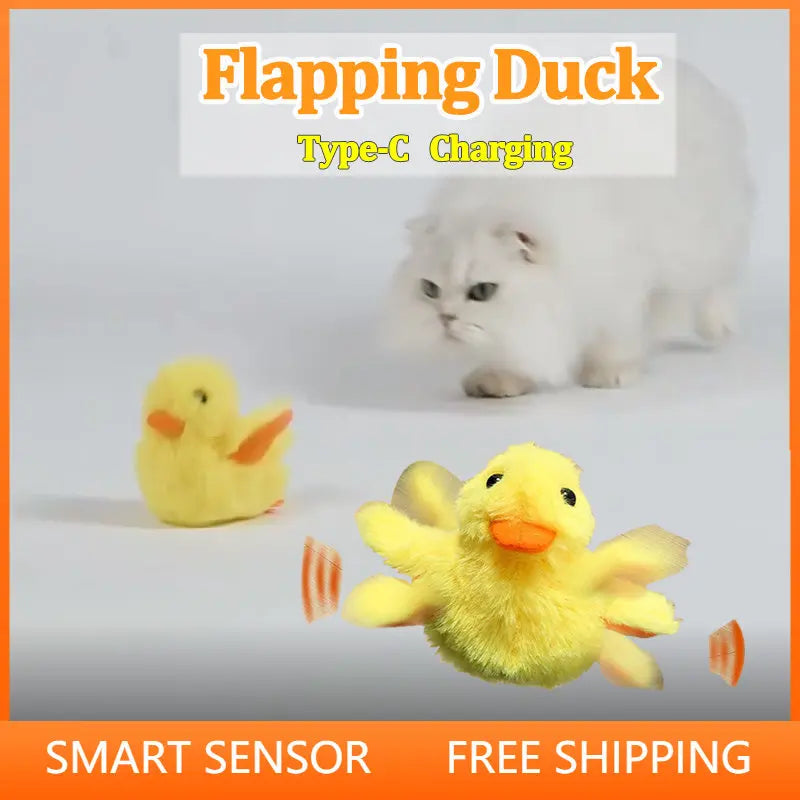 Yellow Flapping Duck Cat Toys